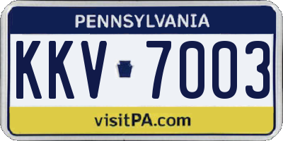 PA license plate KKV7003