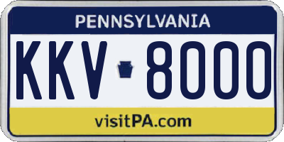 PA license plate KKV8000