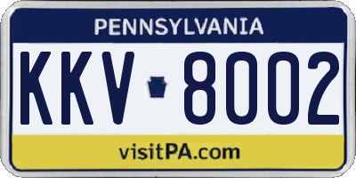 PA license plate KKV8002