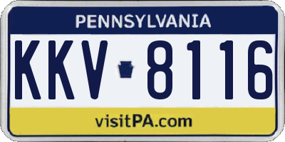 PA license plate KKV8116
