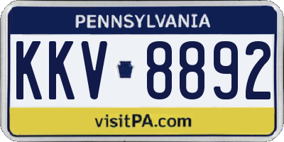 PA license plate KKV8892