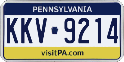 PA license plate KKV9214