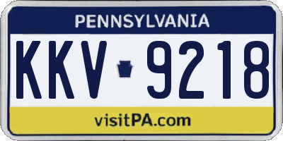 PA license plate KKV9218