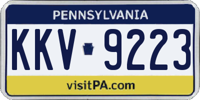 PA license plate KKV9223