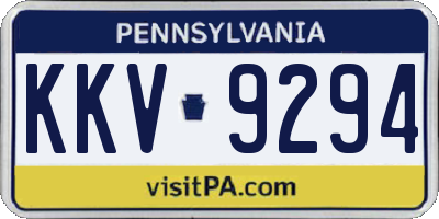 PA license plate KKV9294