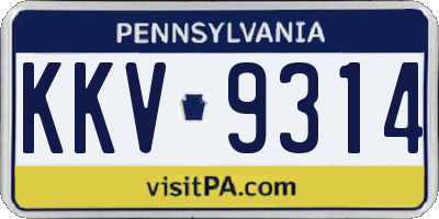 PA license plate KKV9314