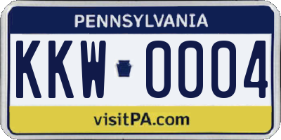 PA license plate KKW0004