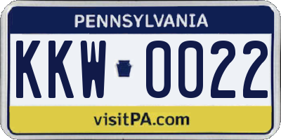 PA license plate KKW0022