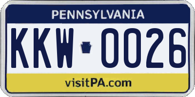 PA license plate KKW0026