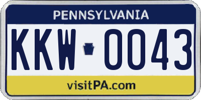 PA license plate KKW0043