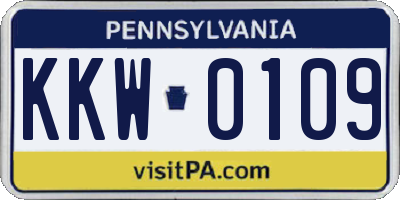 PA license plate KKW0109