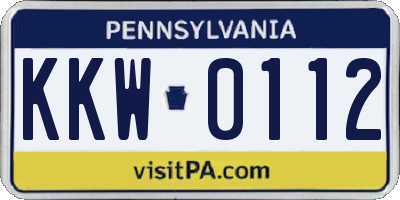 PA license plate KKW0112