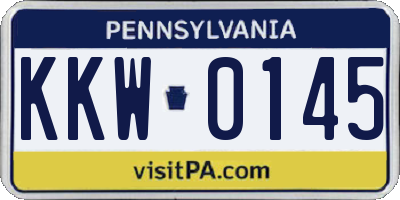 PA license plate KKW0145