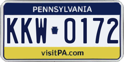PA license plate KKW0172