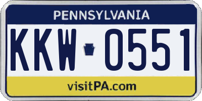 PA license plate KKW0551