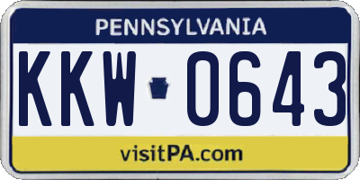 PA license plate KKW0643