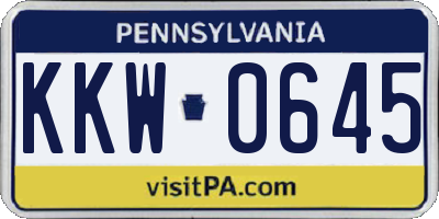 PA license plate KKW0645