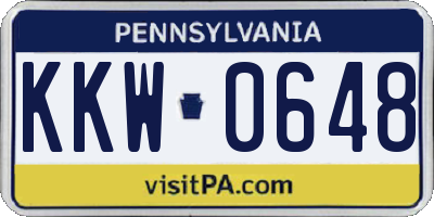 PA license plate KKW0648