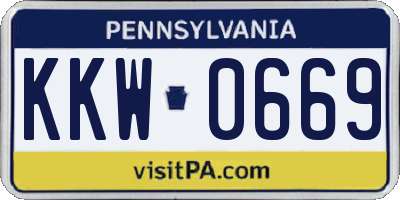 PA license plate KKW0669