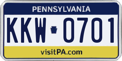 PA license plate KKW0701