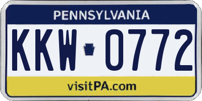 PA license plate KKW0772
