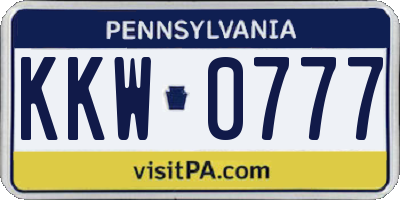 PA license plate KKW0777