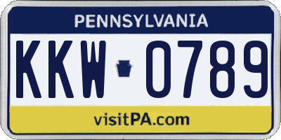 PA license plate KKW0789
