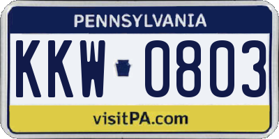 PA license plate KKW0803