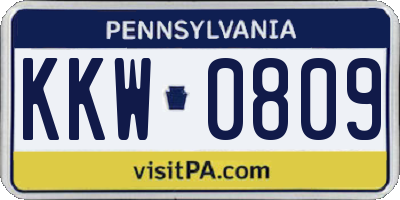 PA license plate KKW0809