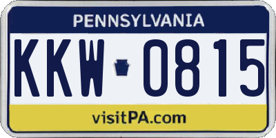 PA license plate KKW0815