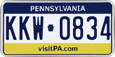 PA license plate KKW0834