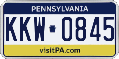 PA license plate KKW0845