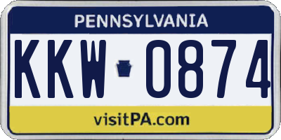 PA license plate KKW0874