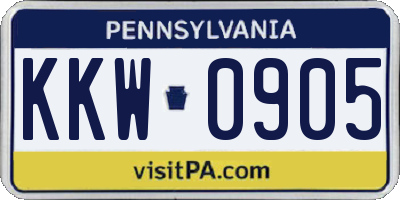 PA license plate KKW0905