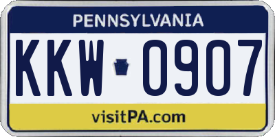 PA license plate KKW0907