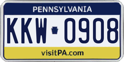 PA license plate KKW0908