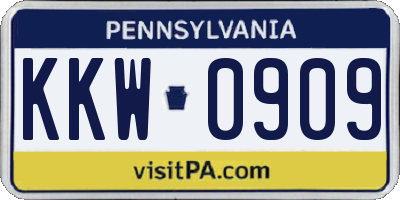 PA license plate KKW0909