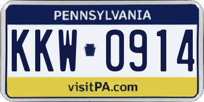 PA license plate KKW0914