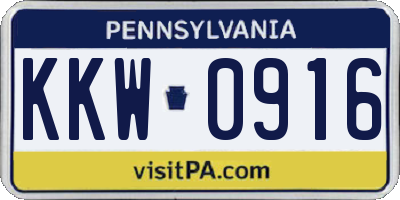 PA license plate KKW0916