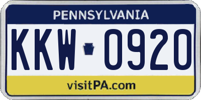 PA license plate KKW0920