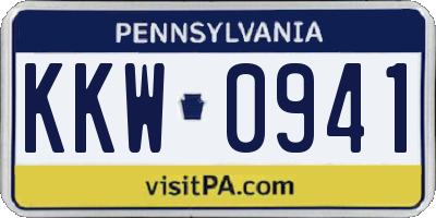 PA license plate KKW0941