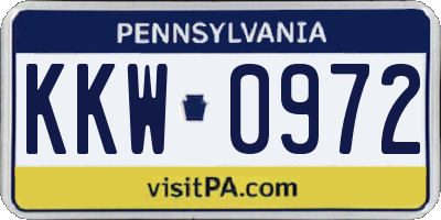 PA license plate KKW0972