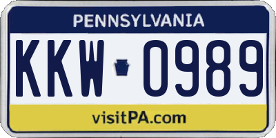 PA license plate KKW0989