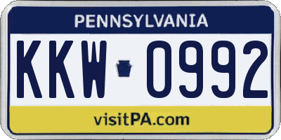 PA license plate KKW0992