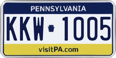 PA license plate KKW1005
