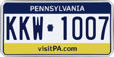 PA license plate KKW1007