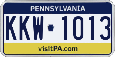 PA license plate KKW1013
