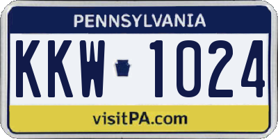 PA license plate KKW1024
