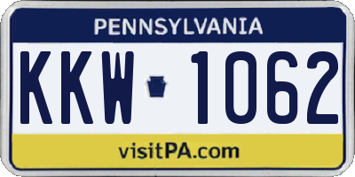 PA license plate KKW1062