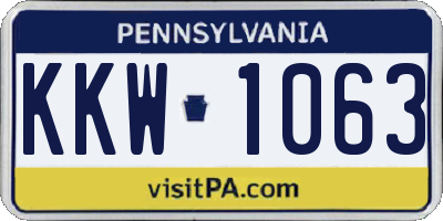 PA license plate KKW1063
